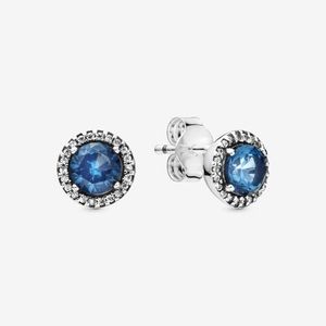 Pandora Blue Round Sparkle Stud CZ Earrings